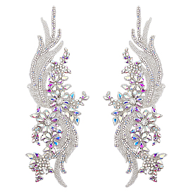 Аппликации из стеклянных цветов со стразами, аксессуары для кружевного орнамента с вышивкой из полиэстера