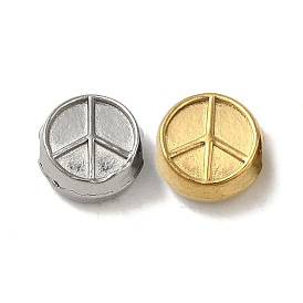 Ion Plating(IP) 304 Stainless Steel Beads, Flat Round with Peace Sign