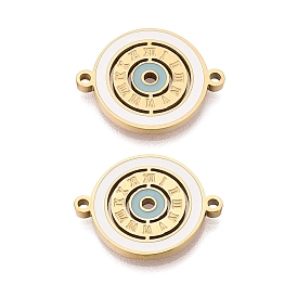 304 эмалированные подвески из нержавеющей стали, римские цифры плоские круглые звенья, ионное покрытие (ip), долговечный, белый и голубой