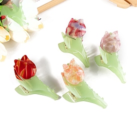 Cellulose Acetate(Resin) Claw Hair Clips, Hair Accessories for Women Girls, Flower