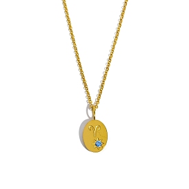 Ожерелье-подвеска Constellation из титановой стали с фианитами, золотые