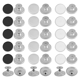 15 conjuntos 3 estilos Botón de mezclilla extraíble y escalable de aleación de zinc, rondo