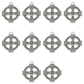 10Pcs Irish Tibetan Style Alloy Pendants, Cross
