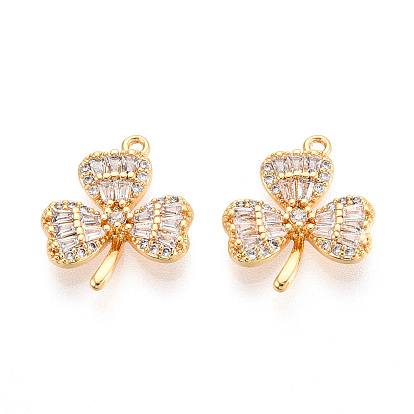 Латунные микро проложить кубического циркония подвески, клевер, без никеля , долговечный