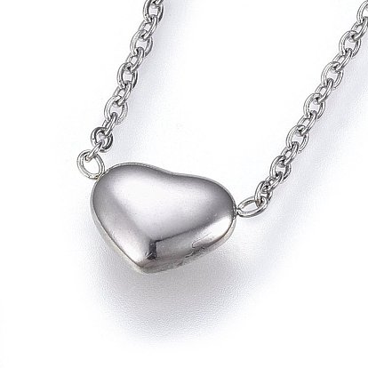 304 Stainless Steel Jewelry Sets, Pendant Necklaces & Stud Earrings & Bracelets, Heart