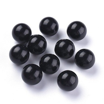 Natural Obsidian Beads, Gemstone Sphere, No Hole/Undrilled, Round