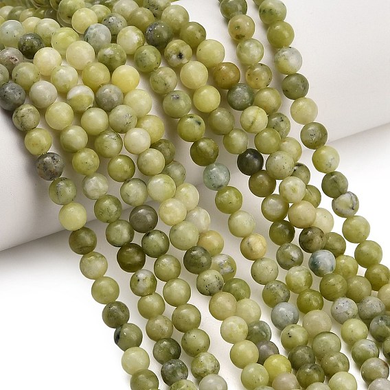 Natural Chinese Jade Southern Jade Beads Strands, Smooth Round