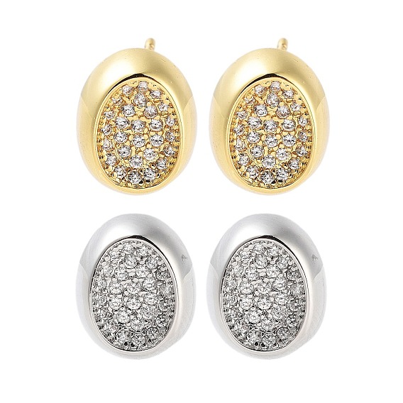 Латунные серьги-гвоздики с овальным покрытием, с четким кубического циркония, без кадмия и без свинца, долговечный