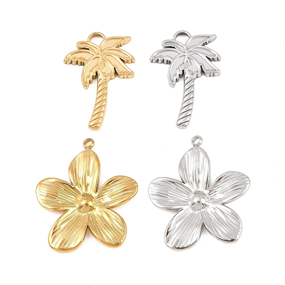 Летняя тематика 304 подвески из нержавеющей стали, талисман в виде кокосовой пальмы/цветка