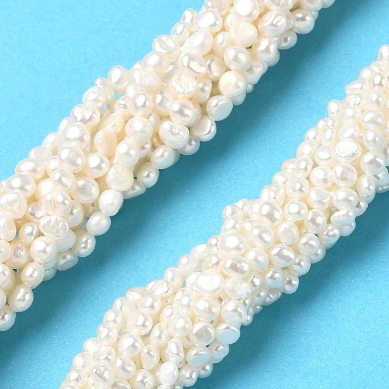 Нити из натурального культивированного пресноводного жемчуга, двух сторон полированной