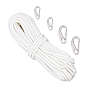 5Pcs 3 Style 304 Stainless Steel Egg-Shaped Spring Clasps, Braided Nylon Thread