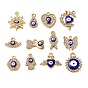 Подвески из сплава эмали и стразов, золотые, злые глаза