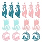 36Pcs 3 Style 430 Stainless Steel Kitten Pendants, Spray Painted, Etched Metal Embellishments, Mixed ShapesSilhouette Shape