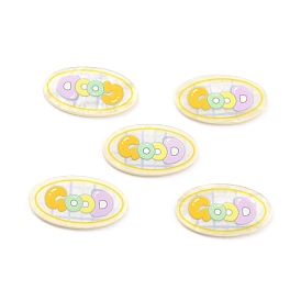 Acrylic Oval with Word Cabochons, for Hair Accessories
