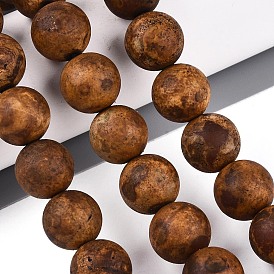 Природный агат бисер нитей, круглые, окрашенная и подогревом