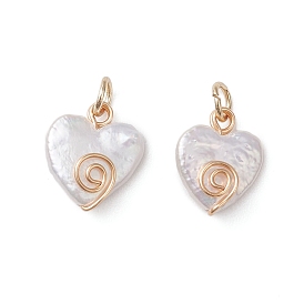 Подвески в форме сердца из натурального жемчуга кеши, с обмоткой из экологически чистой медной проволоки, белые