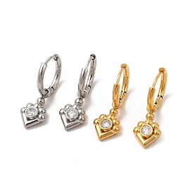 Crystal Rhinestone Rhombus Dangle Stud Earrings, 304 Stainless Steel Jewelry for Women