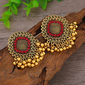 Серьги-люстры из сплава с цветком