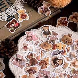 Waterproof PVC Bear Sticker Labels, Self-adhesion, for Suitcase, Skateboard, Refrigerator, Helmet, Mobile Phone Shell