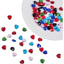 Faceted Heart Transparent Glass Charms