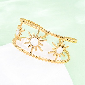 304 эмалированные браслеты-манжеты из нержавеющей стали для женщин, подсолнечник