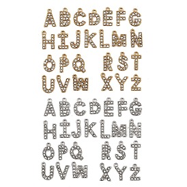 Буква 304 подвески из нержавеющей стали со стразами, цвет нержавеющей стали