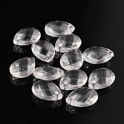Transparent Acrylic Pendants for Curtains, Faceted Teardrop
