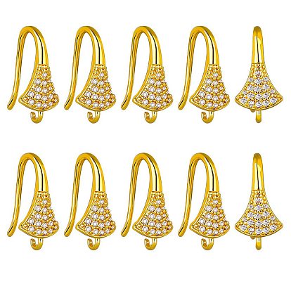 10 пара латунных крючков для сережек с микропаве и прозрачным фианитом, провод уха, с петлями, вентилятор