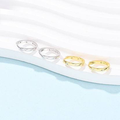 925 Серьги-кольца из стерлингового серебра с микропаве и прозрачными фианитами