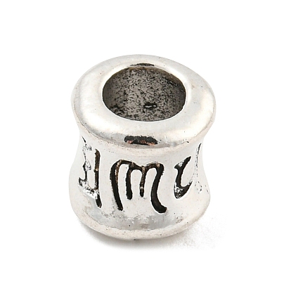 Tibetan Style Alloy European Beads, Cadmium Free & Lead Free, Large Hole Beads, Column with Rune