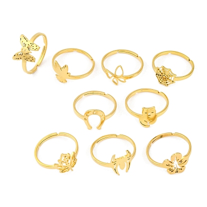 Животные и растения 201 регулируемые кольца из нержавеющей стали для женщин, золотые