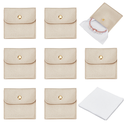12 Чехлы-конверты из искусственной кожи для ювелирных изделий, подарочные мешочки с 12 Квадратными салфетками для чистки очков