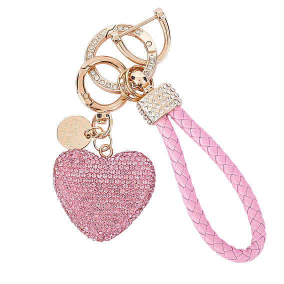 2 шт. 2 стили брелок и подвеска из искусственной кожи и сплава со стразами, с отверткой, золотые, сердце