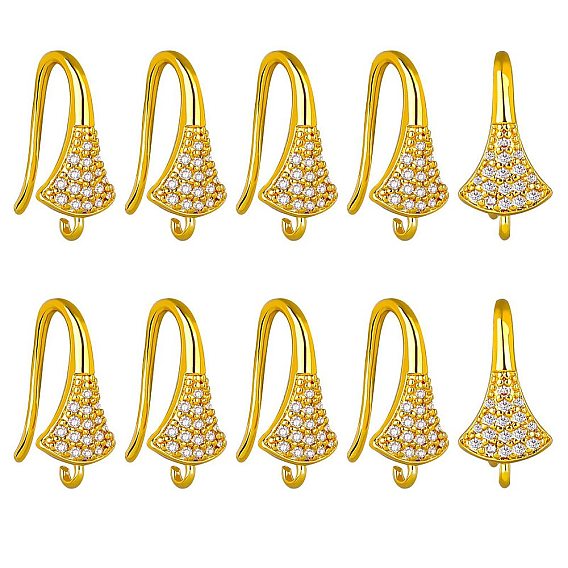 10 пара латунных крючков для сережек с микропаве и прозрачным фианитом, провод уха, с петлями, вентилятор