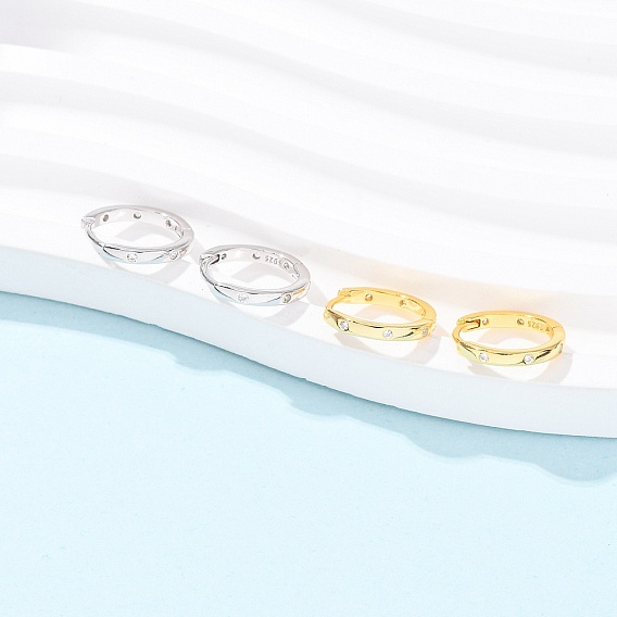 925 Серьги-кольца из стерлингового серебра с микропаве и прозрачными фианитами