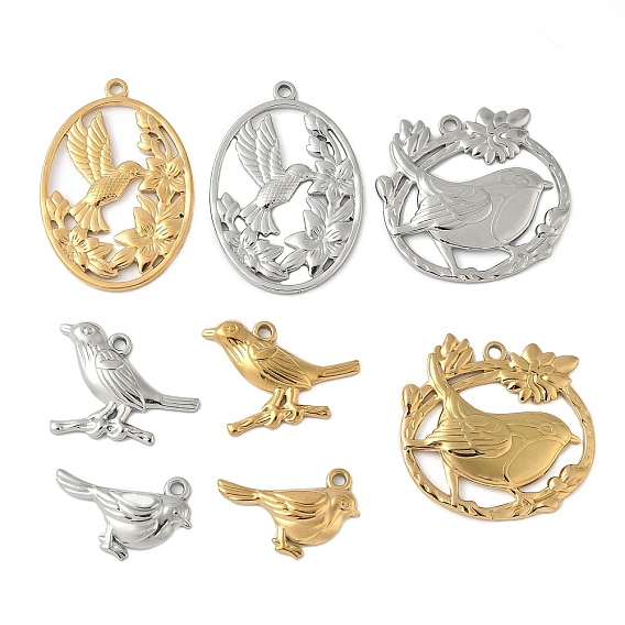 304 подвески из нержавеющей стали, амулеты птиц, ионное покрытие (ip)
