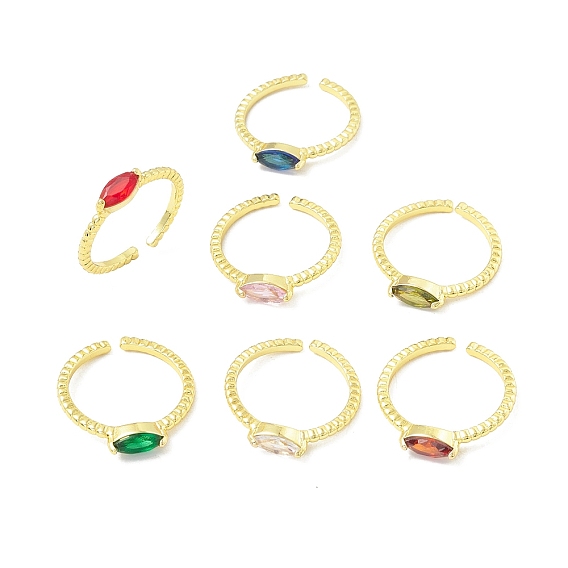 Открытое кольцо-манжета с кубическим цирконом и конским глазом, настоящее 18k позолоченное латунное кольцо-солитер для женщин, без свинца и без кадмия