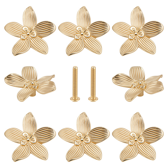 6шт. ручки для ящиков из цветочного сплава, ящик выдвигает ручку, с железным винтом, для дома, кабинет, шкаф и комод