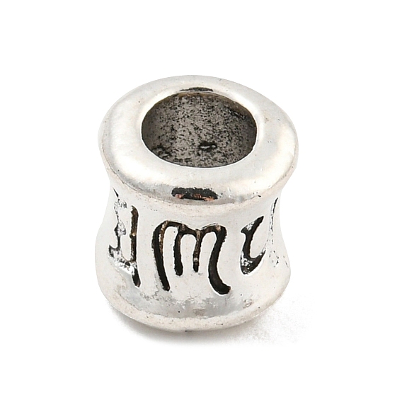 Tibetische Stil Legierung Großlochperlen, cadmiumfrei und bleifrei, Großloch perlen, Säule mit Rune