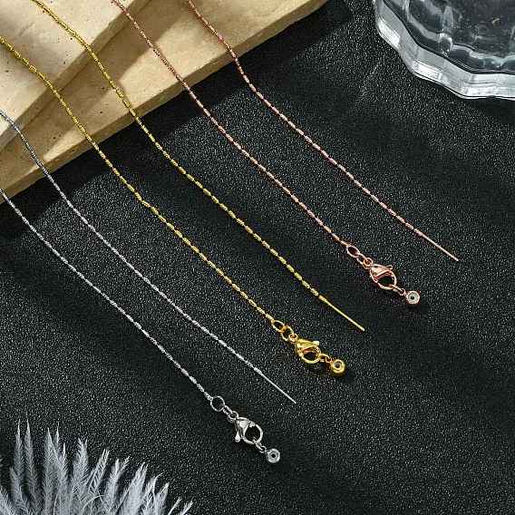 1мм стойка покрытие латунная цепочка со звеньями столба регулируемые слайдер ожерелья для женщин мужчин, без кадмия и без свинца, 901 застежка из нержавеющей стали, долговечный