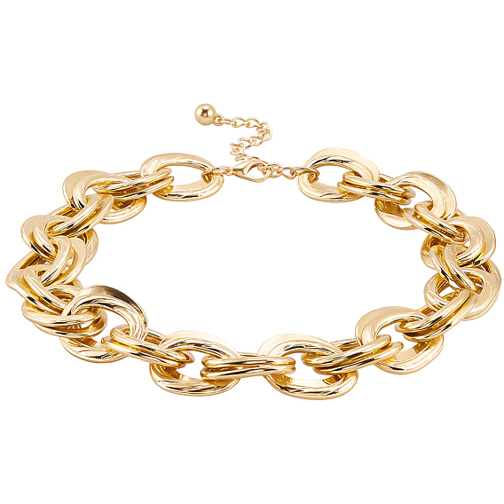 1Женские ожерелья-цепочки из цинкового сплава с витыми двойными кольцами