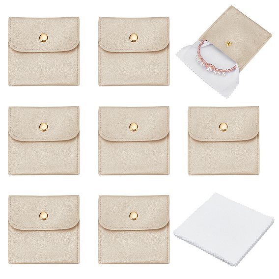 12 Чехлы-конверты из искусственной кожи для ювелирных изделий, подарочные мешочки с 12 Квадратными салфетками для чистки очков