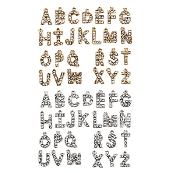 Буква 304 подвески из нержавеющей стали со стразами, цвет нержавеющей стали