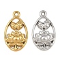 304 Stainless Steel Pendants, Teardrop with Lotus Charms