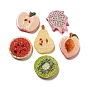 Imitation Fruit Resin Decoden Cabochons, Kiwi Fruit & Peach & Dragon Fruit, Mixed Shapes