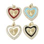 Латунные микро проложить кубического циркония подвески, сердце со святым бенедиктом, с эмалью, стойки покрытие, долговечный, без свинца и без кадмия, реальный 18 k позолоченный, с целью перехода в кольце