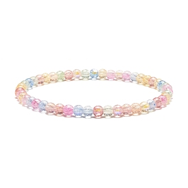 Sparkling Crackle Glass Round Beads Stretch Bracelet, Dainty Bracelet for Teen Girl Women