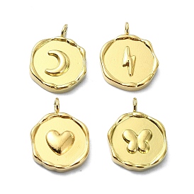 Ion Plating(IP) 304 Stainless Steel Pendants, Real 18K Gold Plated, Flat Round Charm