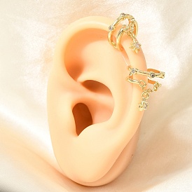 Pendientes de latón con micro pavé de circonita cúbica para mujer, estrella, chapado en rack, larga duración plateado, sin plomo y cadmio, real 18 k chapado en oro