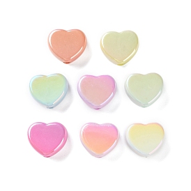 Непрозрачные акриловые бусины с УФ-покрытием, радужный, сердце